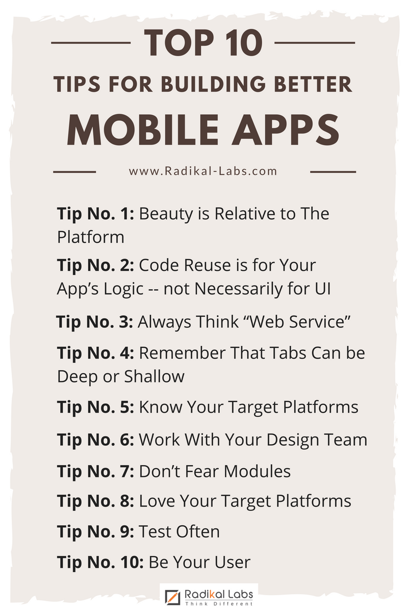 Tips for building mobile apps
